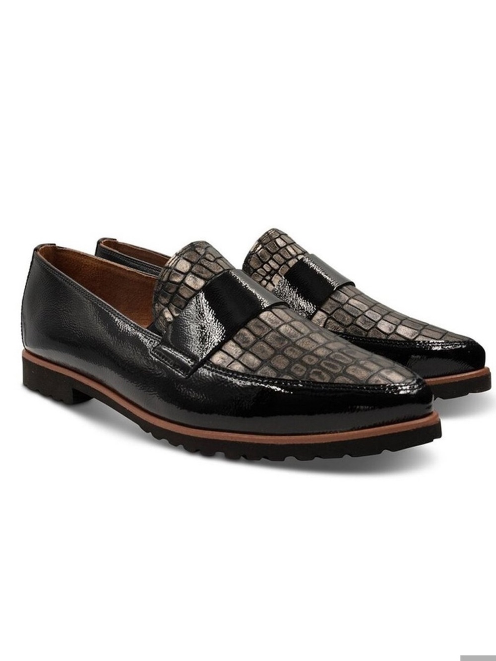 Paul Green Dara patent leather croc pointy toe loafer size sz 6.5